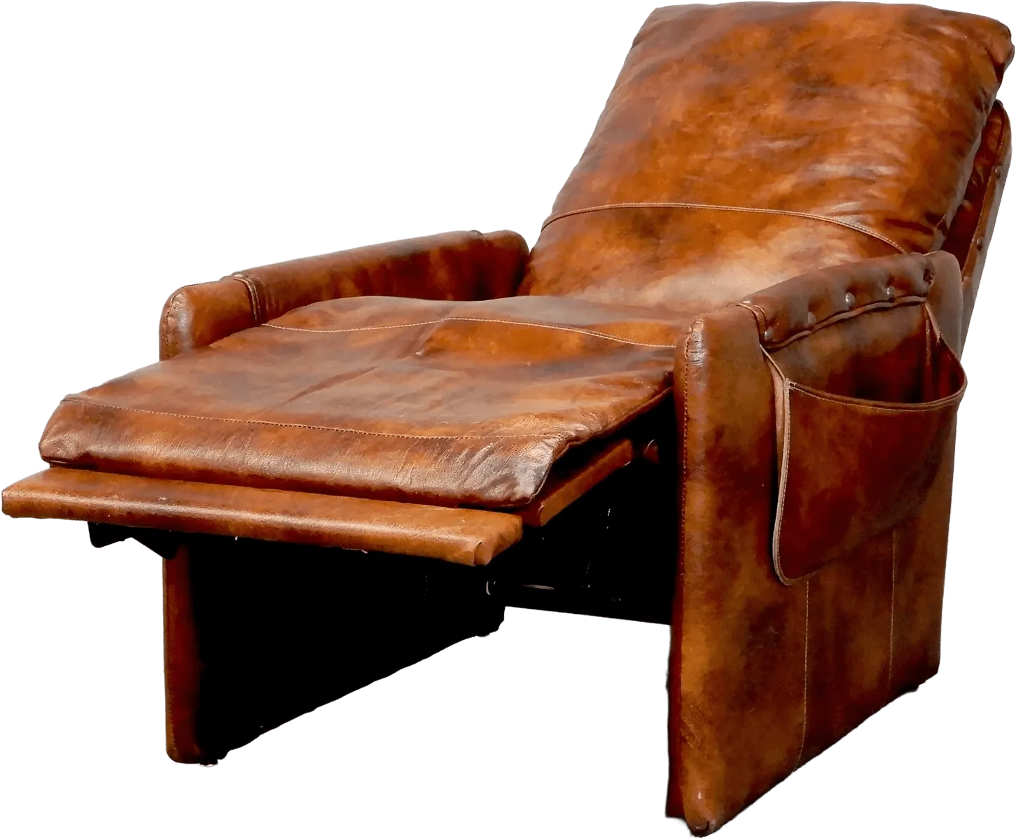 A close-up of a steel furniture mechanism.